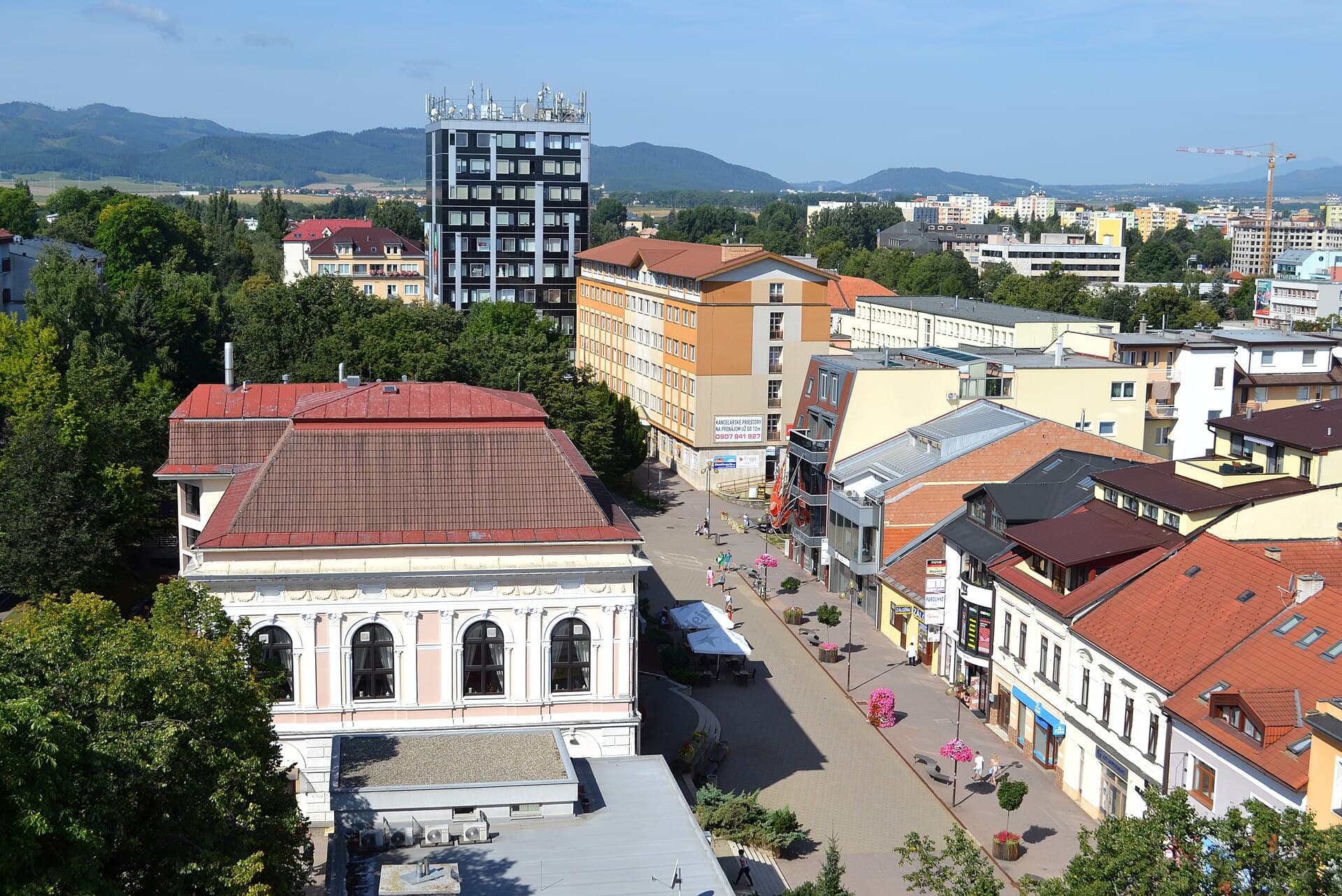 St Egidius Square in Poprad, seen from the church tower