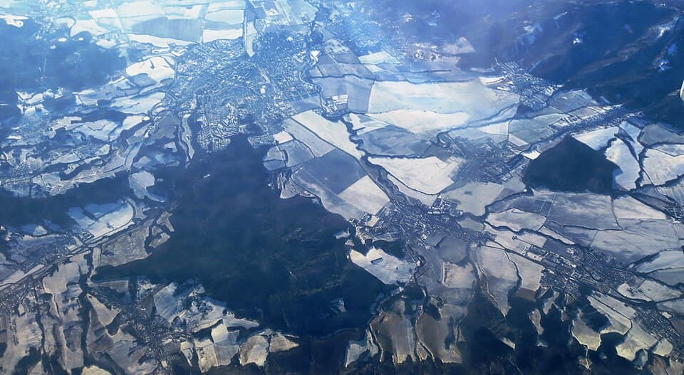 Prievidza from above, over the river Nitra